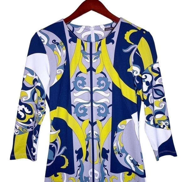 J. McLAUGHLIN NWT Sophia 3/4 Sleeve Crew Neck Dress Size Small in Multi Print - Picture 6 of 13